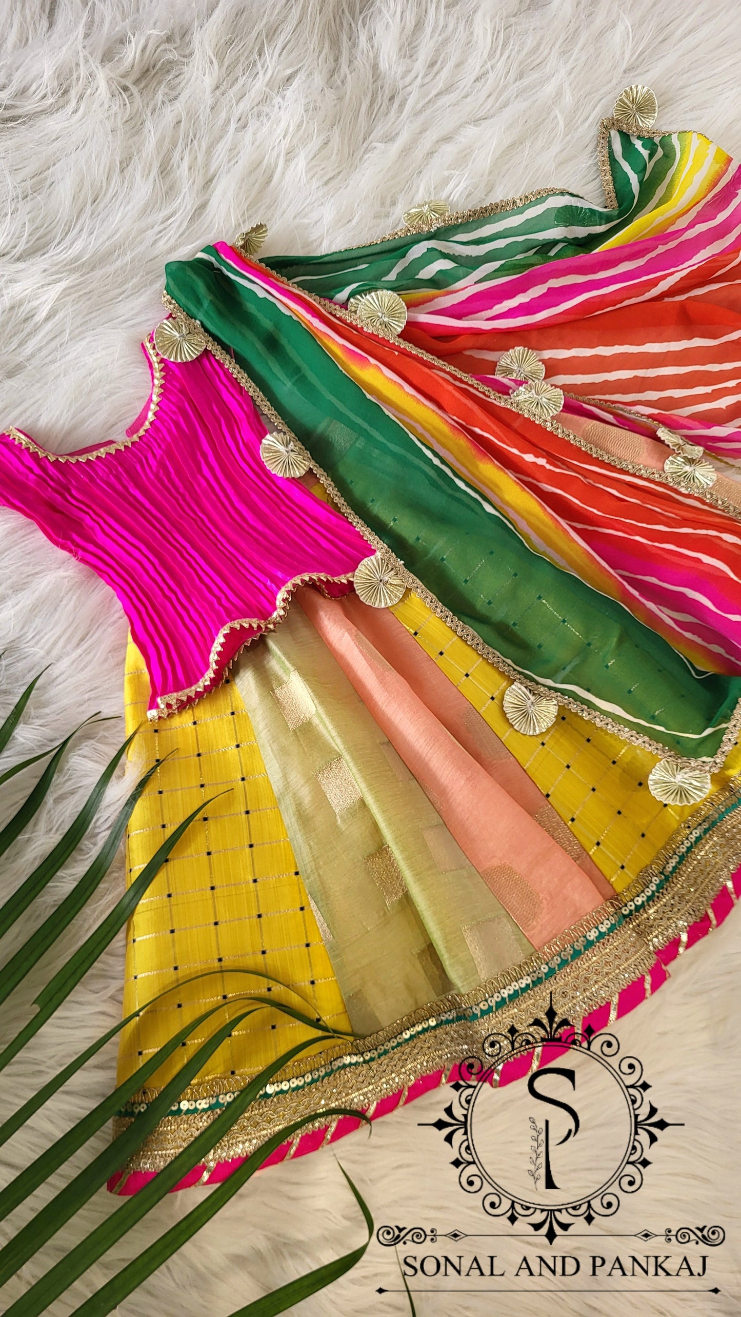 Cutie Pie - Kalidaar Lehenga Leheriya Duppatta & Pleated Blouse - KD01586