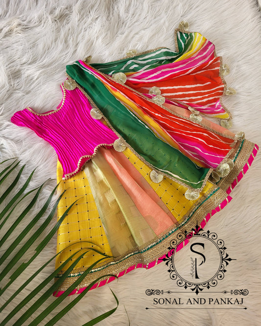 Cutie Pie - Kalidaar Lehenga Leheriya Duppatta & Pleated Blouse - KD01586