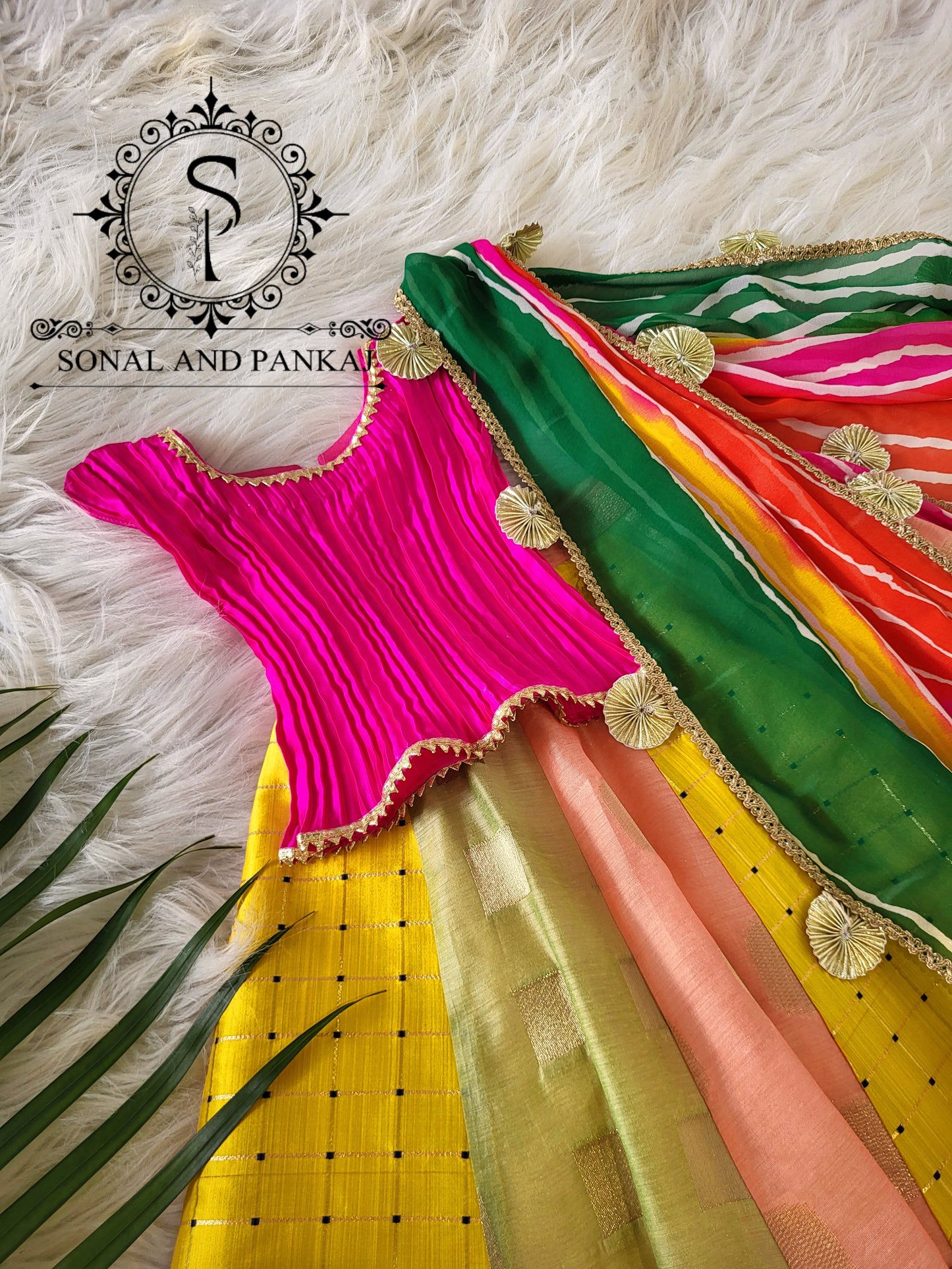 Cutie Pie - Kalidaar Lehenga Leheriya Duppatta & Pleated Blouse - KD01586
