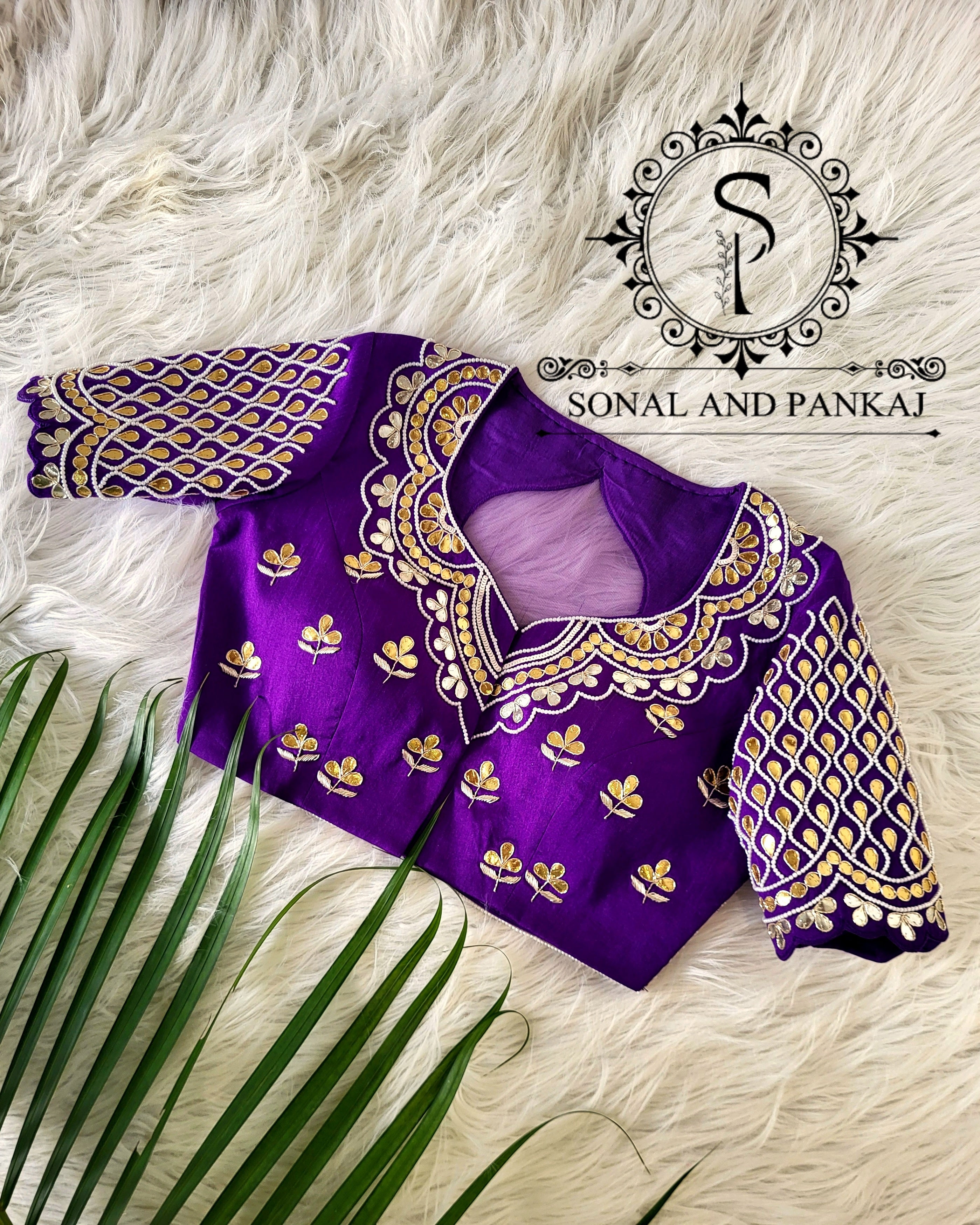 Purple Gotta Patti Hand Embroidered Blouse - BL01587