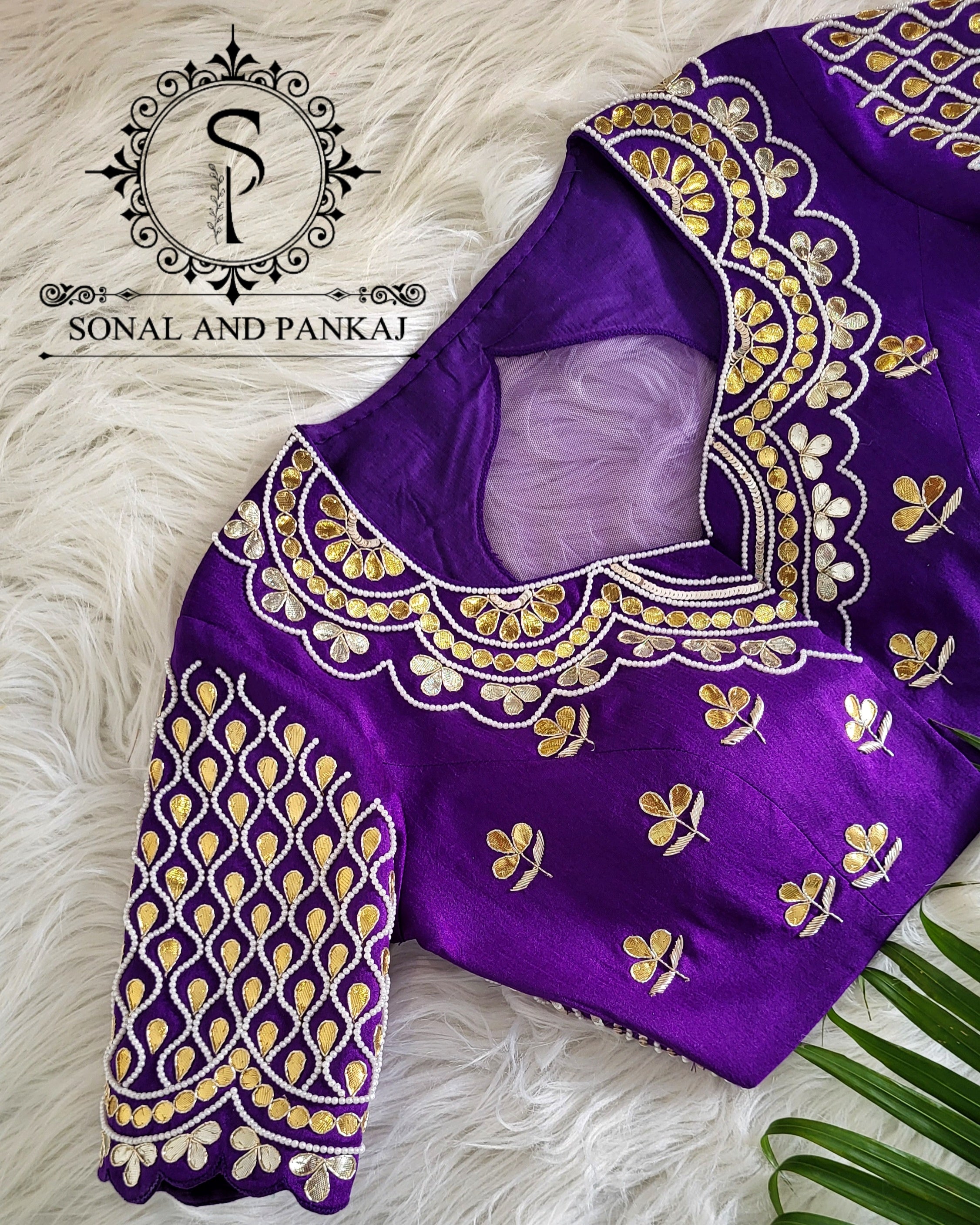 Purple Gotta Patti Hand Embroidered Blouse - BL01587