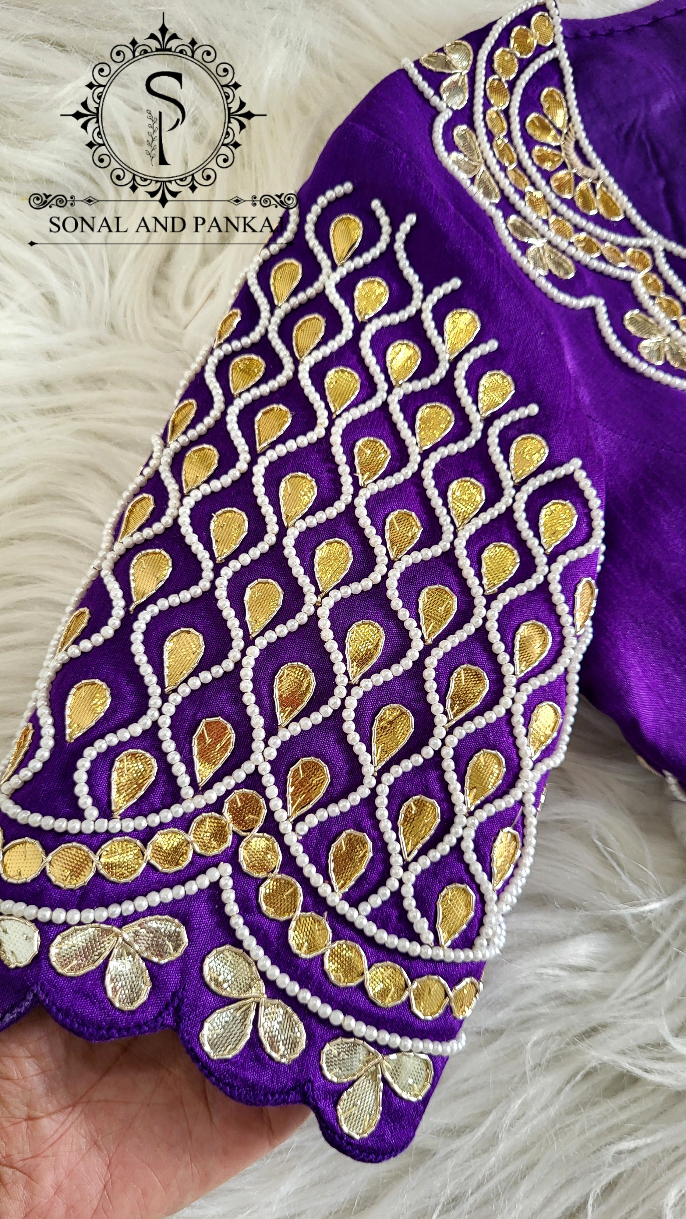 Purple Gotta Patti Hand Embroidered Blouse - BL01587