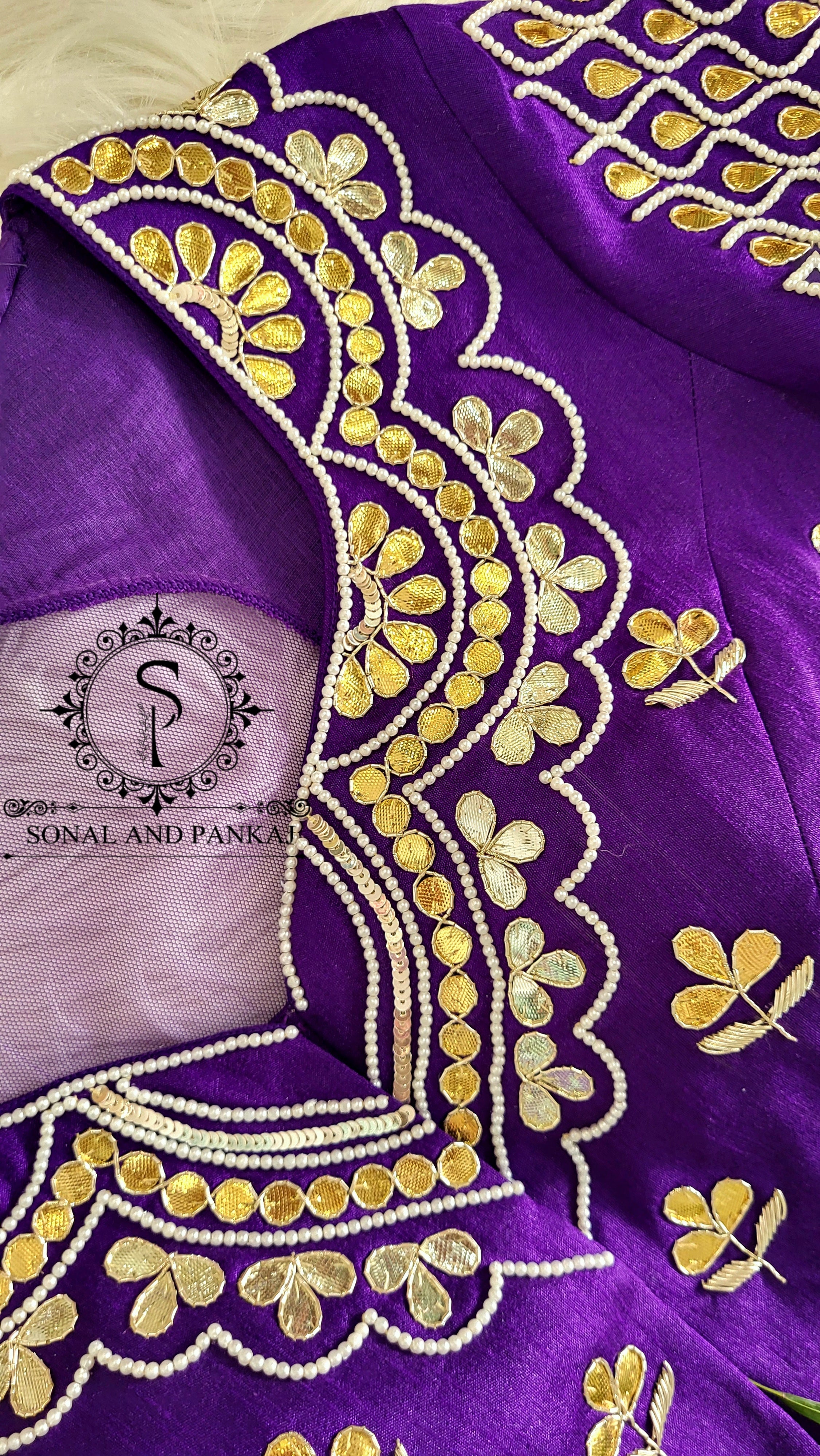Purple Gotta Patti Hand Embroidered Blouse - BL01587