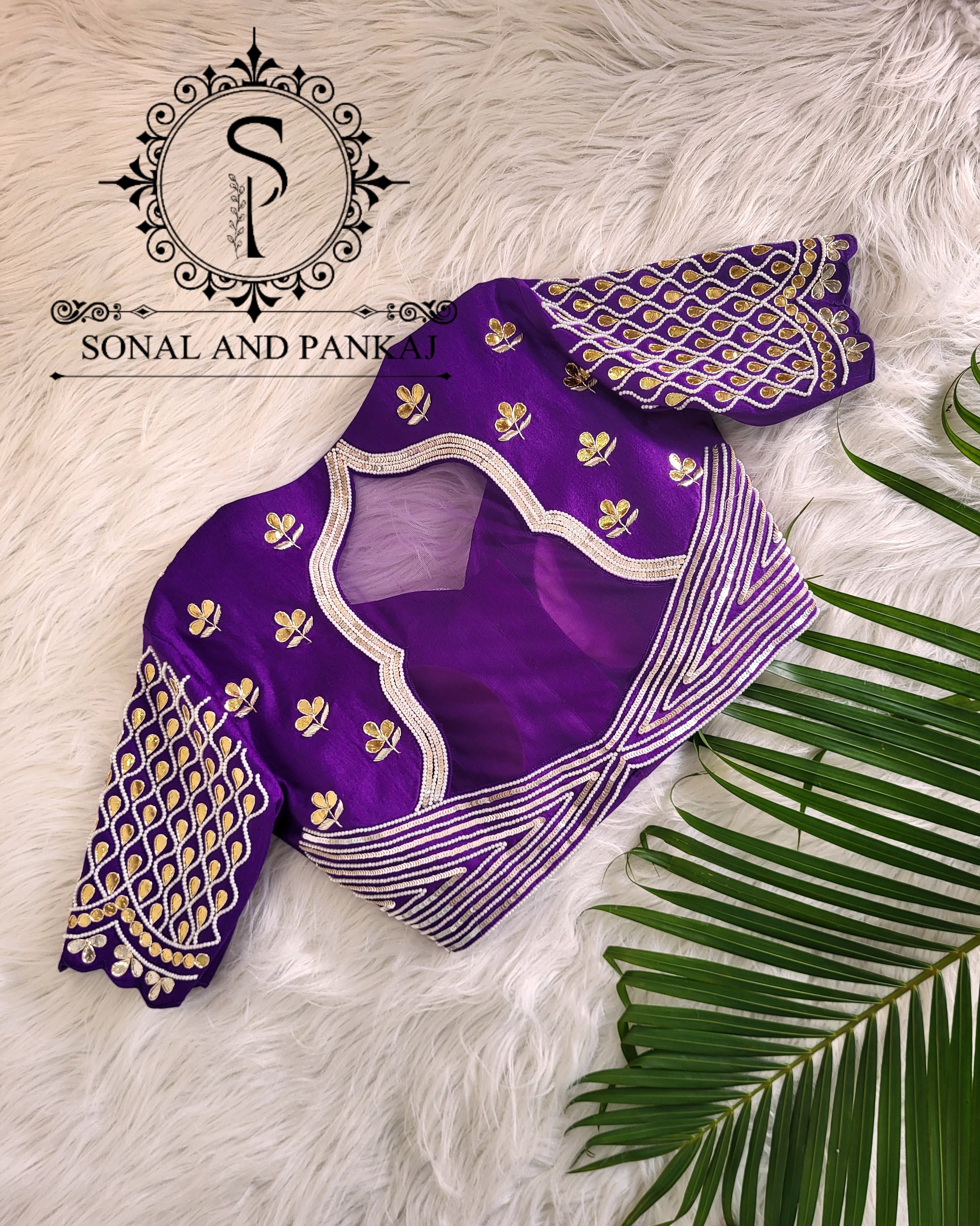 Purple Gotta Patti Hand Embroidered Blouse - BL01587