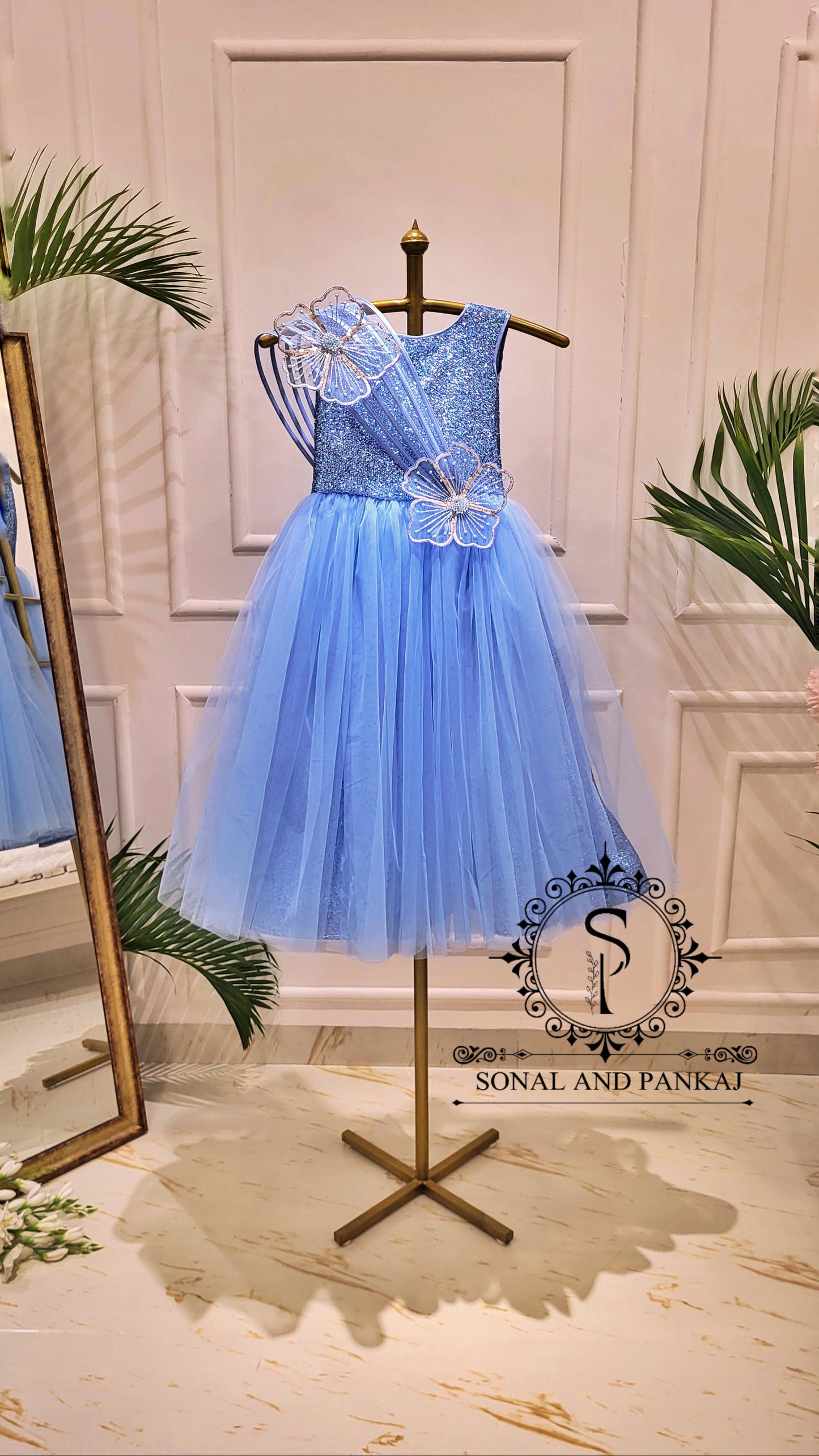 Elsa - Ice Blue Floral Blossom Gown - KD01589