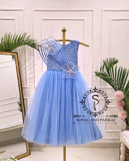 Elsa - Ice Blue Floral Blossom Gown - KD01589