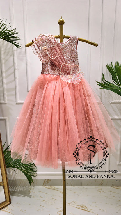 Anna - Peach Floral Blossom Gown - KD01588