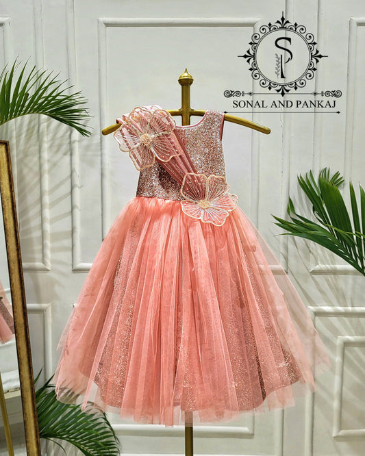 Anna - Peach Floral Blossom Gown - KD01588