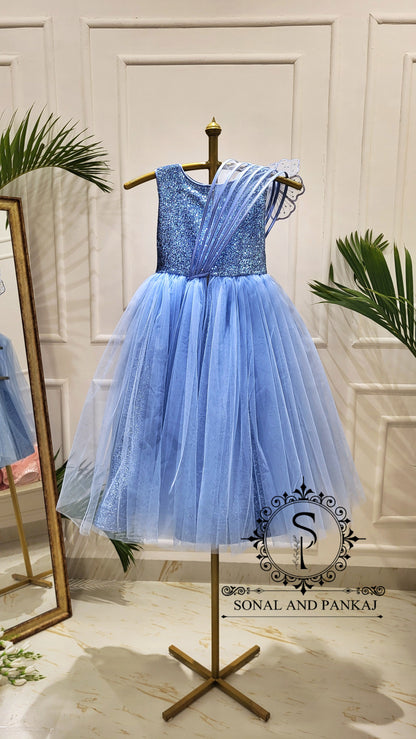 Elsa - Ice Blue Floral Blossom Gown - KD01589