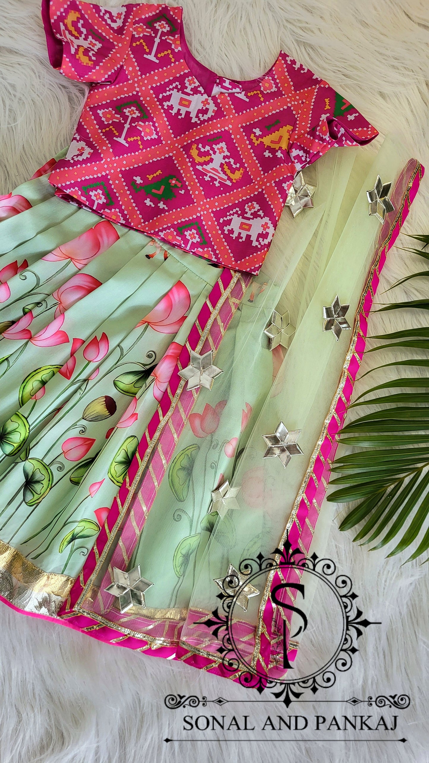 Rajkumari - Pastel Green Pichwai Ensemble by Sonal and Pankaj - KD01594
