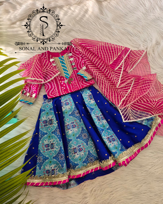 Kutch Ki Kudi - Bandhani Blouse & Patola Kalidaar Lehenga With Ruffled Duppatta  - KD01620