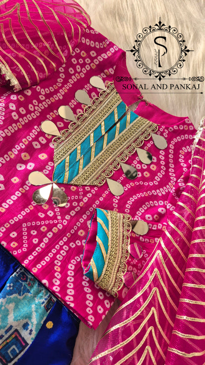 Kutch Ki Kudi - Bandhani Blouse & Patola Kalidaar Lehenga With Ruffled Duppatta  - KD01620