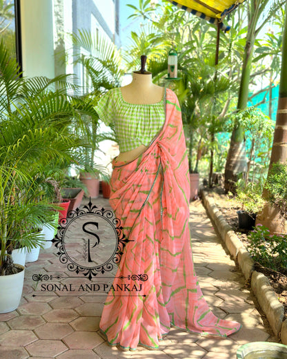 Chemisier à paillettes dorées avec sari prêt à draper - SA00929