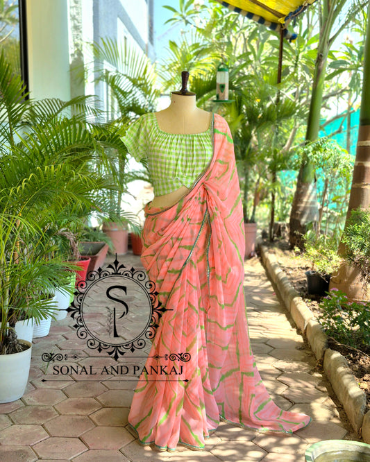 Chemisier à paillettes dorées avec sari prêt à draper - SA00929