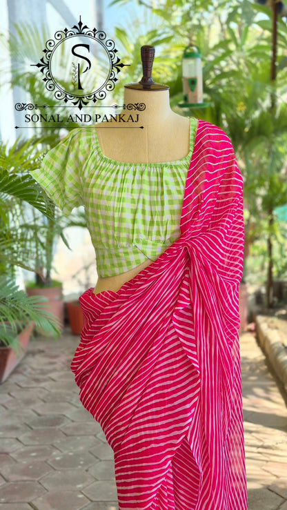 Chemisier à paillettes dorées avec sari prêt à draper - SA00929