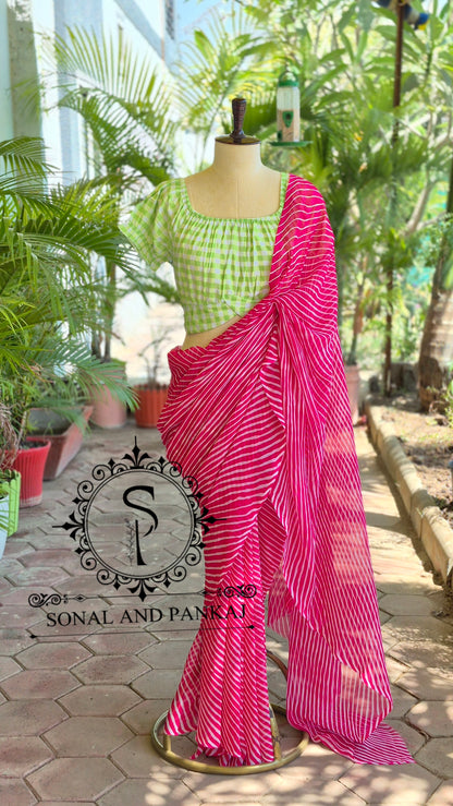 Chemisier à paillettes dorées avec sari prêt à draper - SA00929