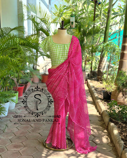 Chemisier à paillettes dorées avec sari prêt à draper - SA00929