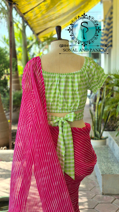 Chemisier à paillettes dorées avec sari prêt à draper - SA00929