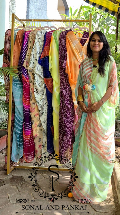 Caftan bleu à imprimé floral - RW01098