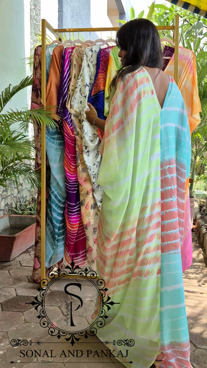 Caftan bleu à imprimé floral - RW01098