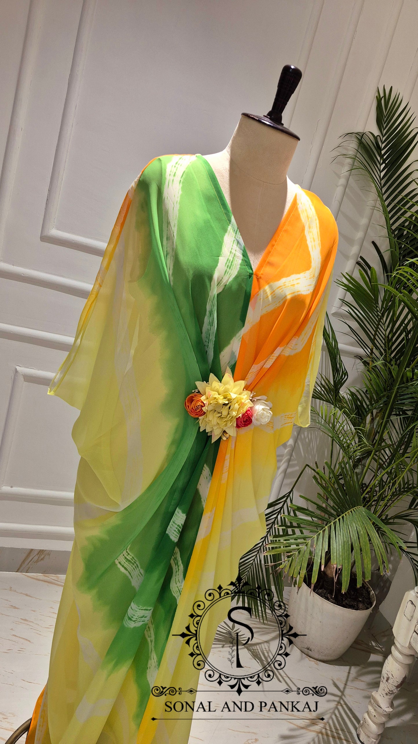 Caftan bleu à imprimé floral - RW01098