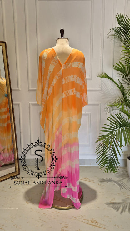 Caftan bleu à imprimé floral - RW01098