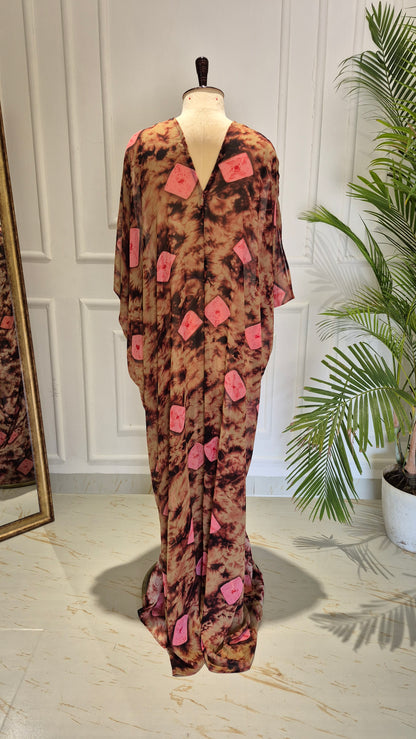 Caftan bleu à imprimé floral - RW01098