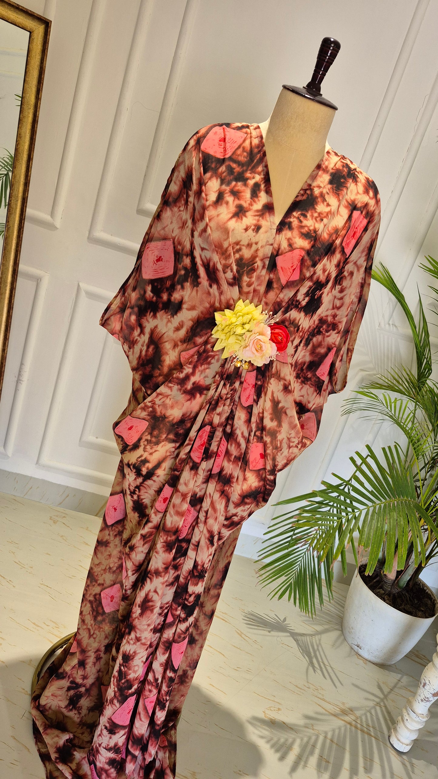 Caftan bleu à imprimé floral - RW01098