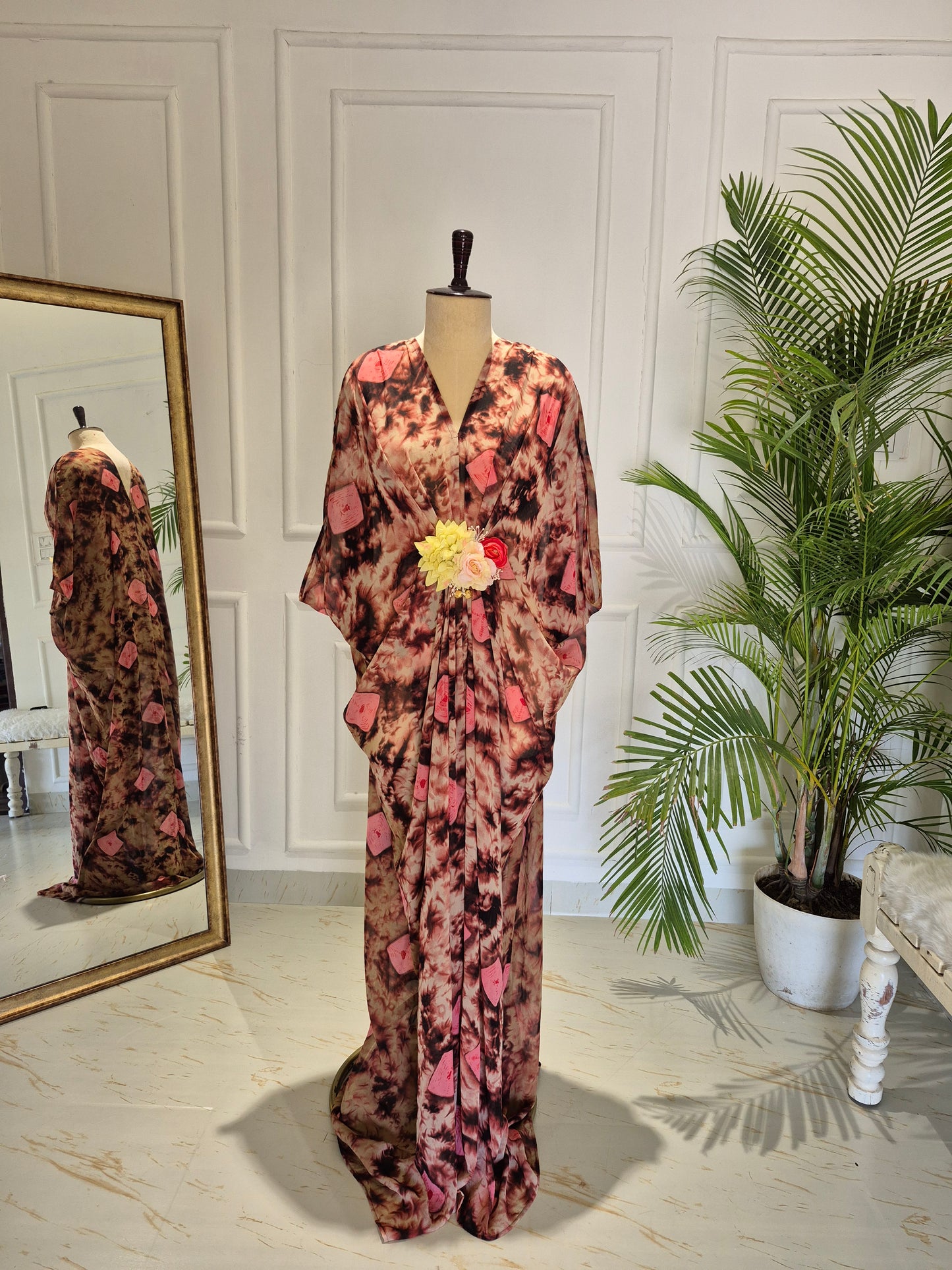 Caftan bleu à imprimé floral - RW01098