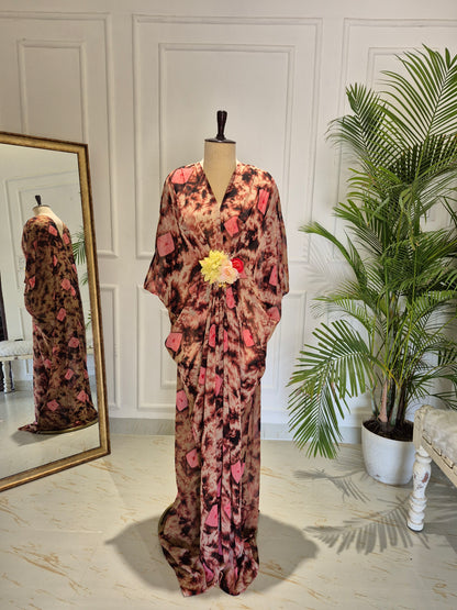 Caftan bleu à imprimé floral - RW01098