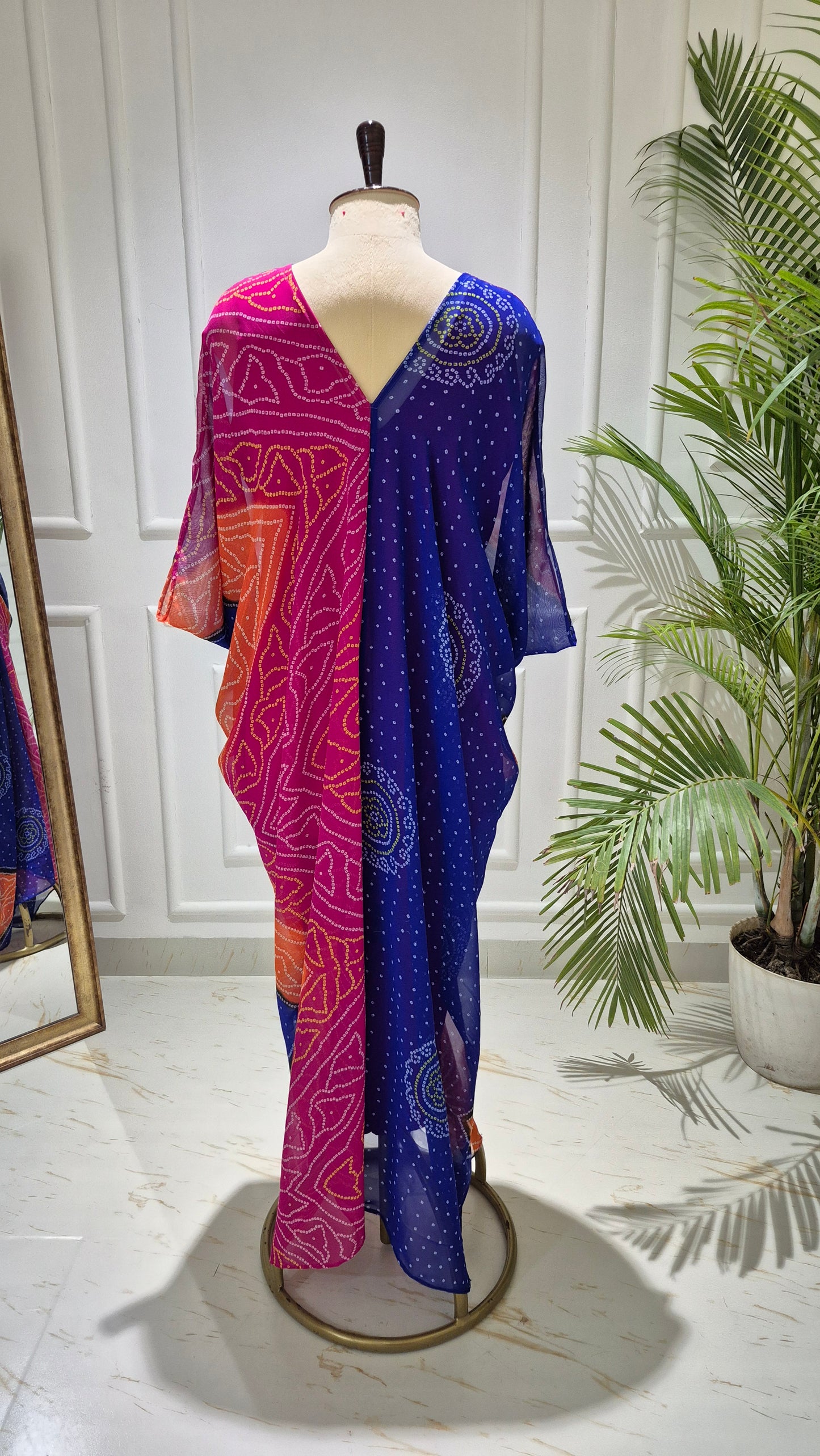 Caftan bleu à imprimé floral - RW01098
