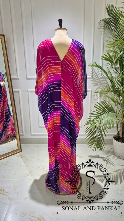 Caftan bleu à imprimé floral - RW01098