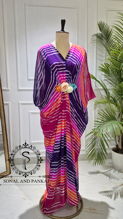 Caftan bleu à imprimé floral - RW01098
