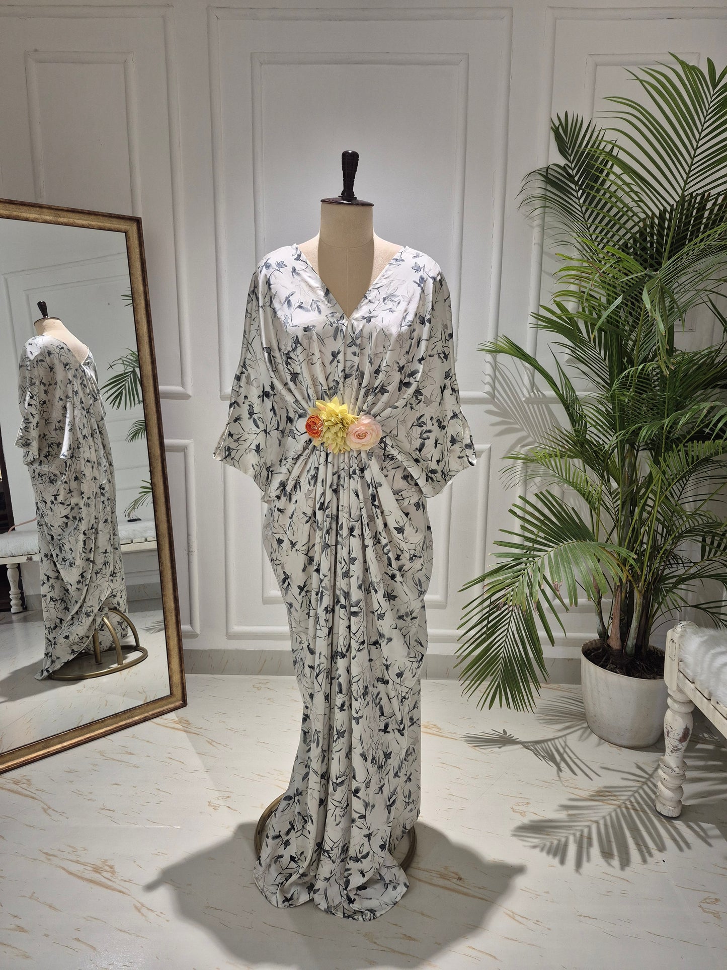 Caftan bleu à imprimé floral - RW01098