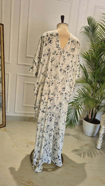 Caftan bleu à imprimé floral - RW01098