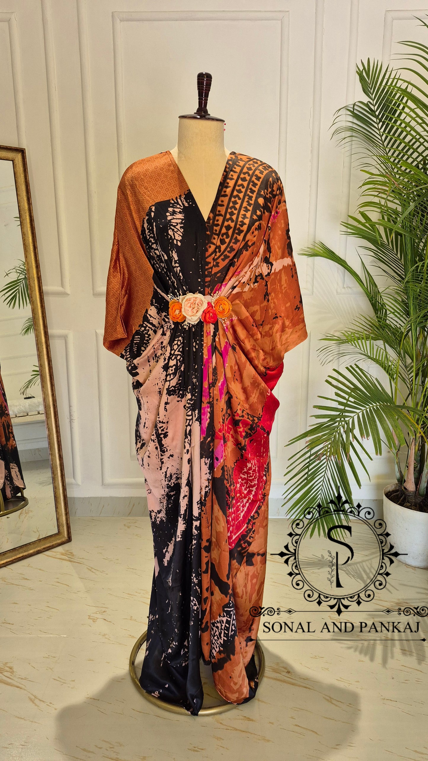 Caftan bleu à imprimé floral - RW01098