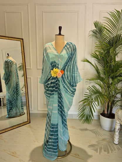 Caftan bleu à imprimé floral - RW01098