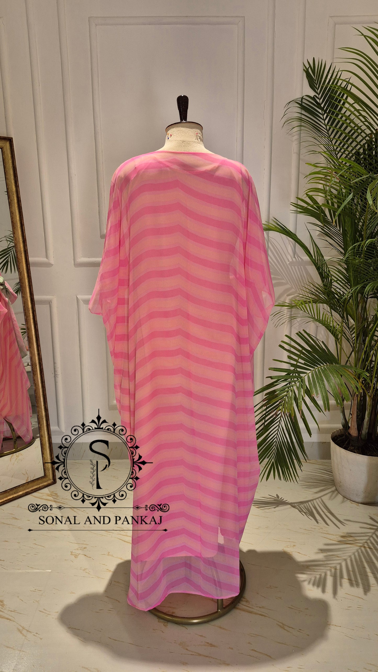 Caftan bleu à imprimé floral - RW01098