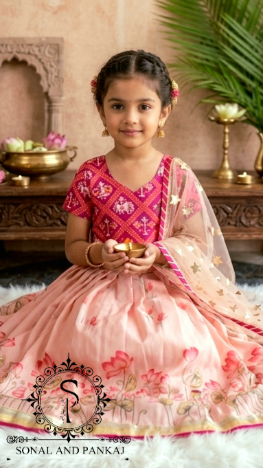 Rajkumari - Peach Pichwai Ensemble by Sonal and Pankaj - KD01678