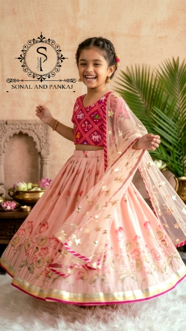 Rajkumari - Peach Pichwai Ensemble by Sonal and Pankaj - KD01678