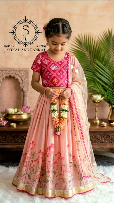 Rajkumari - Peach Pichwai Ensemble by Sonal and Pankaj - KD01678