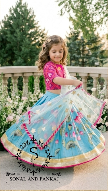 Rajkumari - Turquoise Blue Pichwai Ensemble by Sonal and Pankaj - KD01624