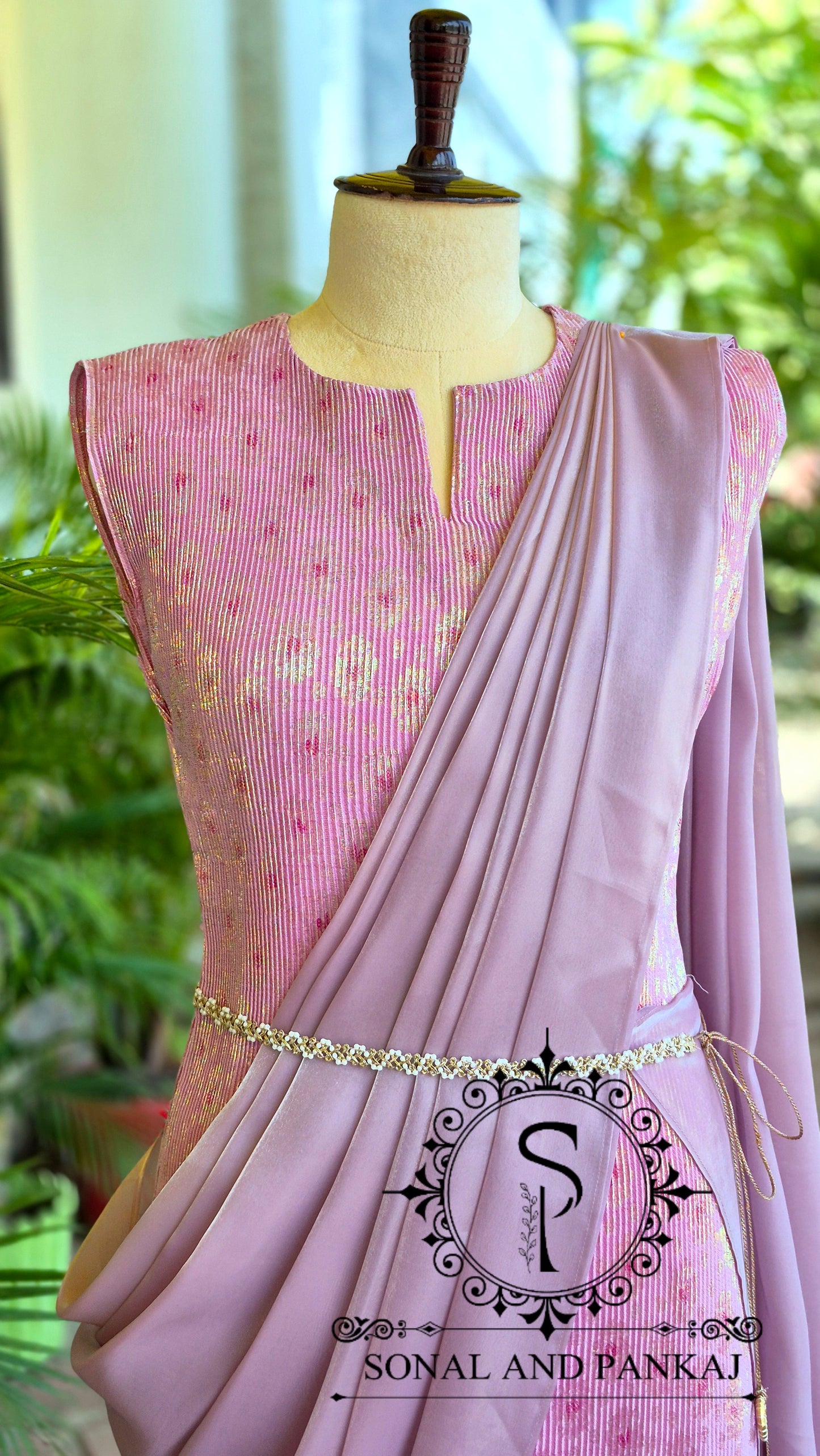 Lusty Lavender Pleated Gown Saree - SA01796