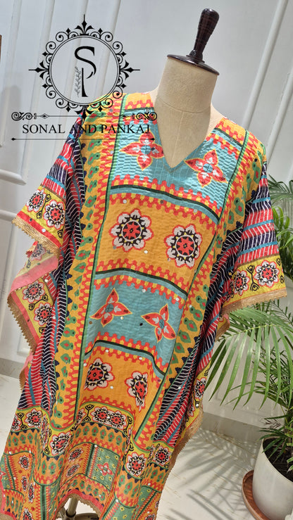 Caftan bleu à imprimé floral - RW01098