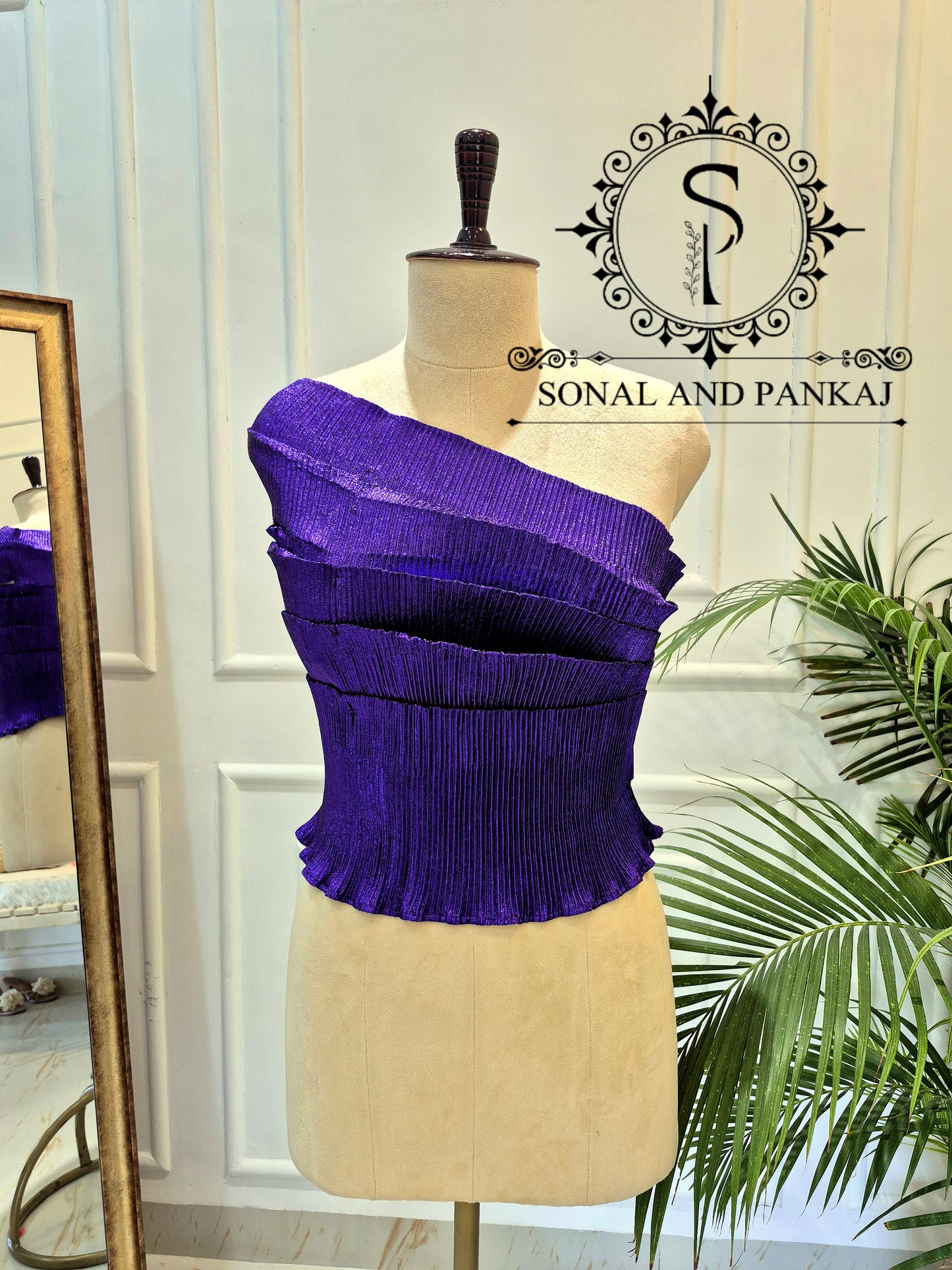 Desi Girl Vibe - Purple Stretchable Top Only - SA01731 (Without Saree)