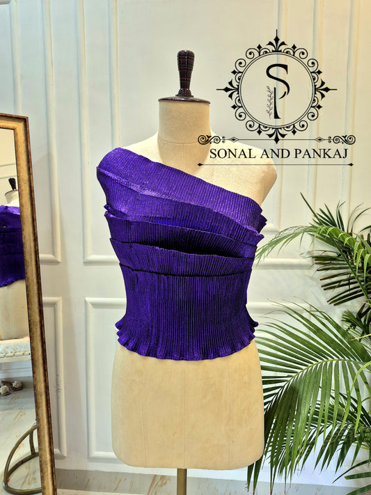 Desi Girl Vibe - Purple Stretchable Top Only - SA01731 (Without Saree)