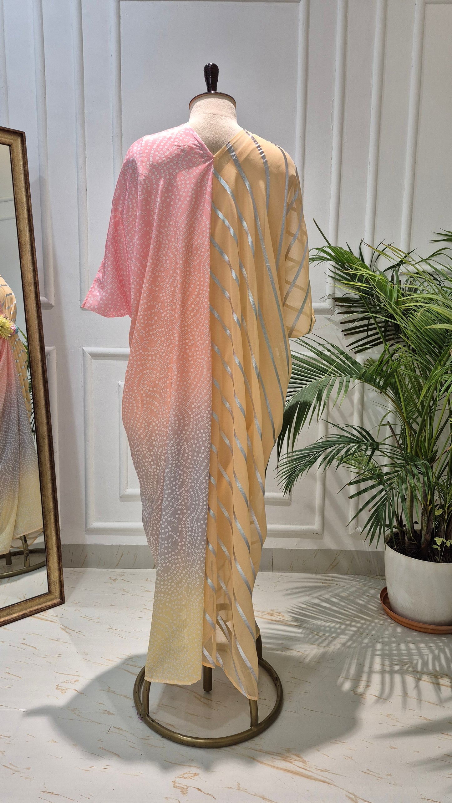 Caftan bleu à imprimé floral - RW01098