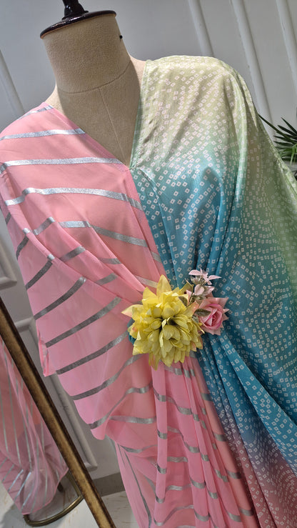 Caftan bleu à imprimé floral - RW01098