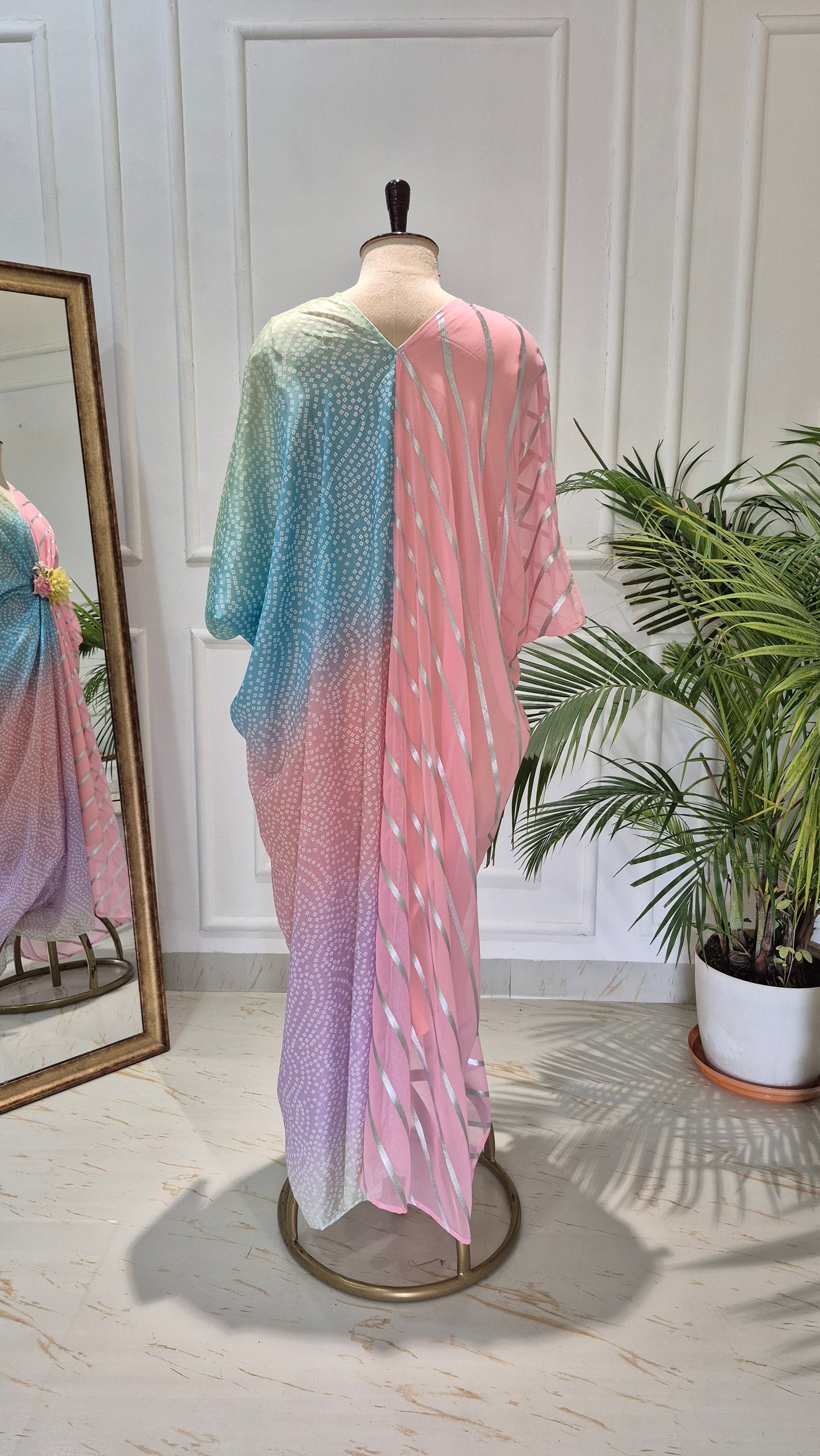 Caftan bleu à imprimé floral - RW01098