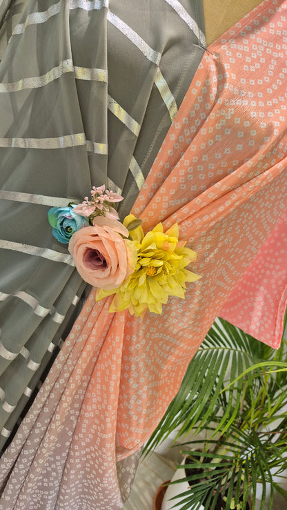 Caftan bleu à imprimé floral - RW01098